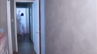 The cute Asian has sex with a monster, he fucked her mouth