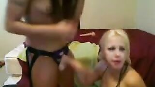 A blonde with big boobs has virtual sex on webcam