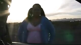 The fat woman is not embarrassed to show her huge boobs and pussy