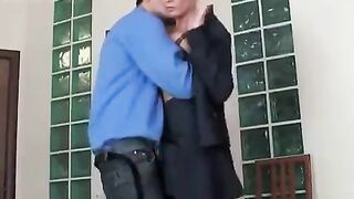 Blonde woman in stockings seduced her Russian boss and got fucked