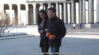 A sexy woman is having fun after a romantic dinner with a guy