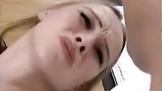 Fragile blonde gets her holes filled with a fist