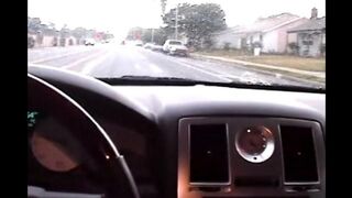 The girl made a blowjob right in the car, it was risky