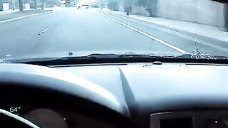 The girl made a blowjob right in the car, it was risky