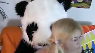 A hot girl has sex with a bear in the style of Panda