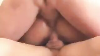 A man is fucking his wife's friend on the couch in underwear