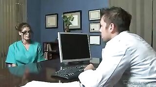 Two perverted nurses having fun with a patient in this hot vid