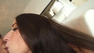 Kinky lesbian action on the couch with Lena Nicole and Serena Blair