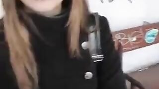 The girl is not embarrassed to do a blowjob in public places