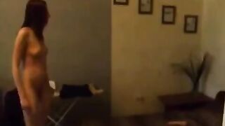 A cute Russian babe masturbates in the kitchen, showcasing her skills