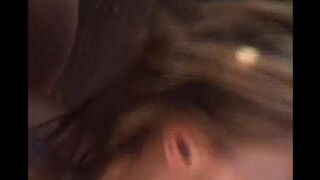 The girl got a messy cumshot on her face after a hard fuck