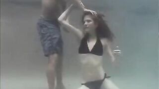 Skinny teen 18+ with small tits has underwater sex in the pool