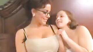 A mother introduces her daughter to a new way of pleasure