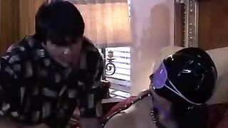 A girl plays a BDSM game with her mistress who has big tits