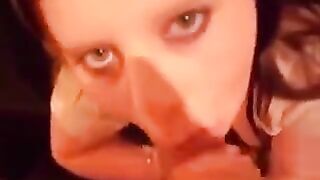 Young girls like to eat cock during a blowjob