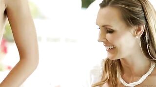 The girls, having chatted, went to have a hot lesbian sex threesome