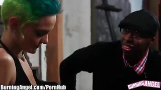 An Emo blonde girl got her asshole gapped by a big black cock