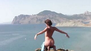A young girl is fucking on the naked beach