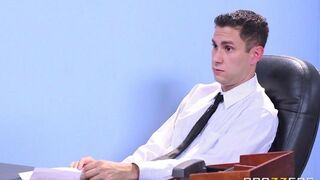 Two girls shared cock of an interviewer in an eporn scene