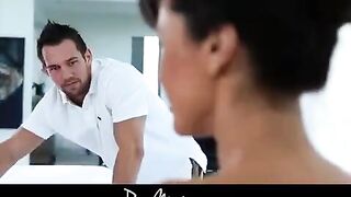 A sexy girl getting oiled up and getting fucked