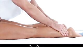A sexy girl getting oiled up and getting fucked