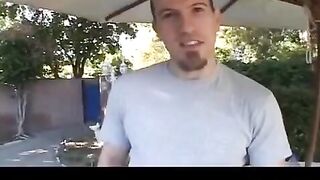 A girl sucks the guy's nipple and fucks him in her pussy