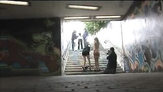 A girl was tied up and fucked harshly right on the street, in public