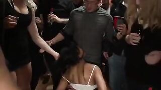 A mature woman with big tits gets fucked by multiple men
