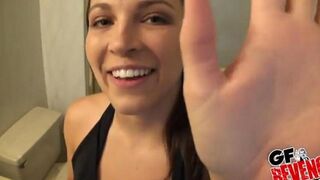 Beautiful woman has quick sex in the bathroom