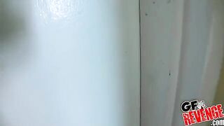 Beautiful woman has quick sex in the bathroom