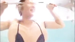 The cute brunette has a great passion for sucking small cocks