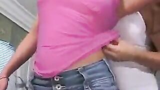 A girl with a nice pussy gets a piercing, caressed by her girlfriend