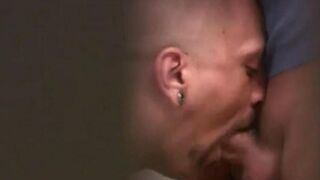 Two guys jerking each other's cocks in the public WC