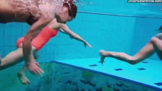 Nude girls in the pool captured by a hidden camera