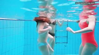 Nude girls in the pool captured by a hidden camera