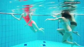 Nude girls in the pool captured by a hidden camera