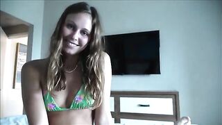 A step daughter tries to escape from her vacation with a hot POV scene