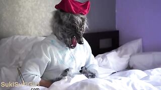 Redhead girl lost in the forest, fucked by a bad wolf in a passionate encounter