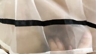 Schoolgirl Cosplay FootJob with Asian Amateur slut Fena