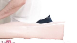A cute girl gets a sensual massage from a handsome guy, it’s very erotic