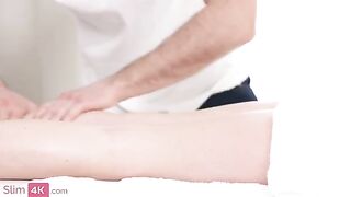 A cute girl gets a sensual massage from a handsome guy, it’s very erotic