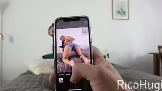 Guy's stepsister fucks with him while he's on the phone