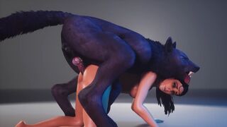 A chick with a gorgeous body gets fucked by a werewolf