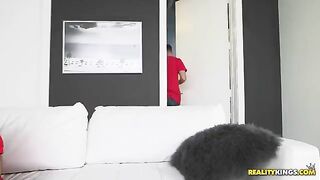 A man roughly fucks a sexy woman in the shower