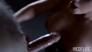 The related slave was forced to lick the pussy of the lady in an intense domination scene