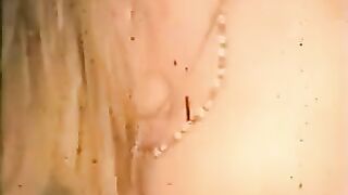 Girls in different poses try to reach the cock head