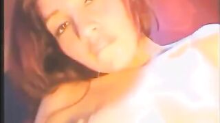 The girl has sex with a vibrator in all holes at once