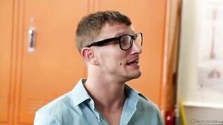 The student girl was fucked under the table by her math teacher