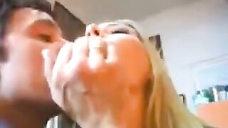 A blonde is not embarrassed to have sex with several wealthy men at once