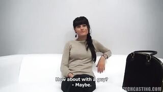 Czech casting girl gets fucked with a condom by an actor